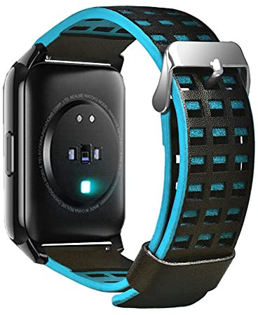 KINOEHOO Correas para relojes Compatible con Realme Watch 2/2 pro 22mm Leather Pulseras de repuesto.Correas para relojesde.(Azul negro)