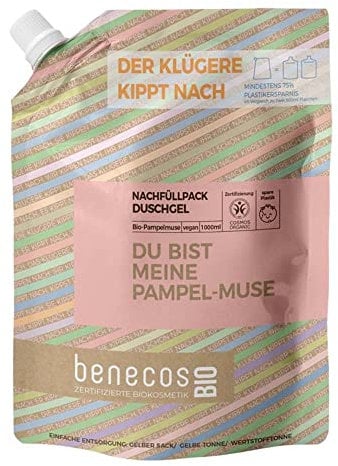 benecosBIO - Nachfüllbeutel Duschgel Pampelmuse - DU BIST MEINE PAMPEL-MUSE - vegan - recyceltes Plastik