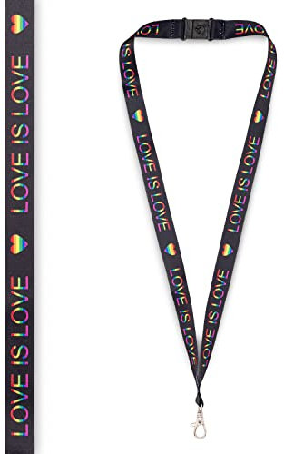 Love is Love Pride Regenbogen Lanyards LGBT Homosexuell Lesben Bewusstsein Trans Bisexuell Schwarz Weiß (Schwarz)