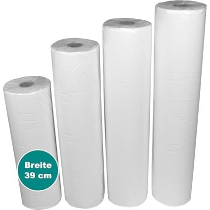 9 Ärzterollen/Ärztekrepp | 39 cm breit | weich und saugfähig | 2-lagig | Zellstoff | 50 Meter Länge | 139 Abrisse | Lieferumfang: 9 Rollen im Karton