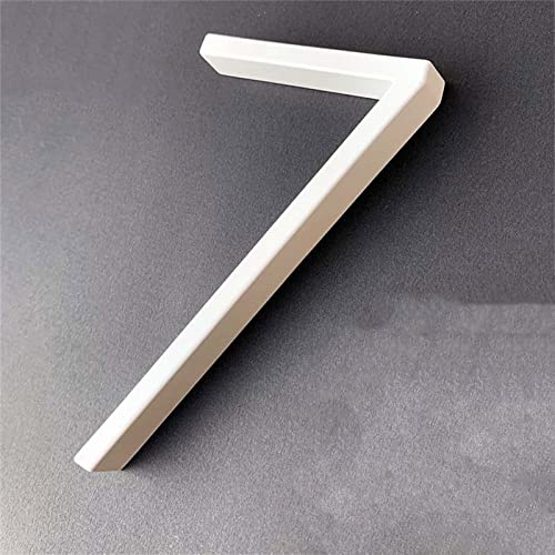 3D Floating White House Plaque Numbers 0-9 Doorplate Letters AB 5 Inch Metal Address Dash Sign Plate Zinc Alloy Lacquered Screw Mounted, Outdoor Yard Street Door Home Mailbox Exterior Signage (7)