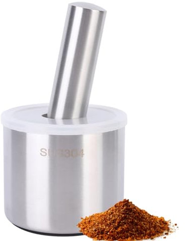 Mortier et Pilon en Acier Inoxydable Broyeur À Épices Bol À Herbes Poudre de Pesto Hachoir À Aliments Outil de Hachage Hachoir À Ail Cuisine Garlicpresses