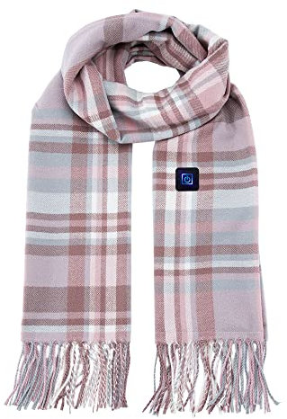 USB Heated Scarf with 3 Heating Levels, Rechargeable Long Neck Scarfs Grid Scarf Neck Heat Pad Electric Massage Neck Wrap