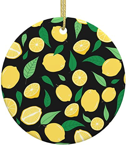 Zitrone Frucht Weihnachtsbaum Keramik Hängende Weihnachtsdekorationen Runde Anhänger Weihnachtsbaum Dekorationen