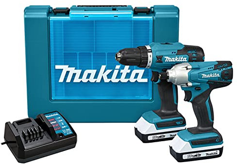Makita DK18922A - Kit combinato G-Series agli ioni di litio, 18 V, 2 pezzi, fornito in una custodia per il trasporto