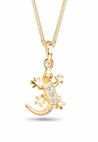 Elli Halskette Damen Gecko Anhänger mit Kristallen 925 Silber