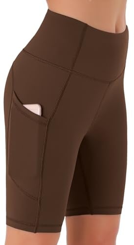 Persit Kurze Sporthose Damen, High Waist Radlerhose Sport Shorts Sommer Cycling Bike Leggins Tiramisu M
