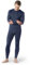LAPASA Herren Innenfleece Thermounterwäsche Set, Thermounterhemd & Thermohosen Funktionsunterwäsche M24, Blau meliert (Extra warm), L
