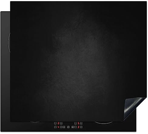 KitchenYeah© Herdabdeckplatte Einteilig Induktionsmatte Küche Abdeckung Ceranfeld Herd Abdeckplatte Deko Vinyl Matte Aufrollbar Beton - Schwarz - Grau - Industrial - 60x52 cm