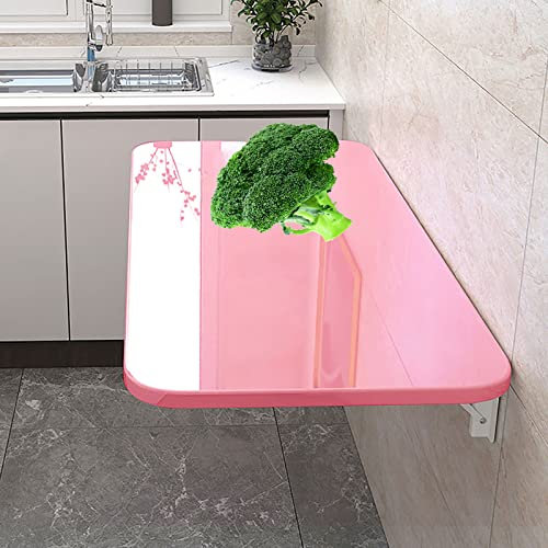 OCAZI Klapptisch zur Wandmontage Esszimmertische, Klapptisch Wand, Wandklapptisch Küche Esstisch, Platzsparend Wandtisch Computertisch, Kinder Schreibtisch für Arbeitszimmer 60x30cm/24x12in pink