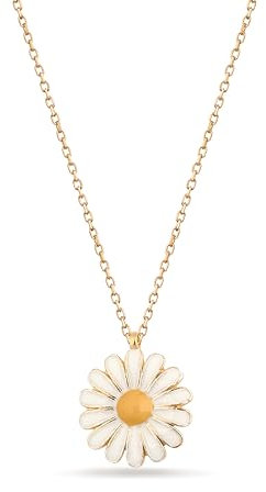 Einzelstück® Collier marguerite avec pendentif fleur I Argent sterling 925 plaqué or 18 carats I Chaîne en argent hypoallergénique et sans nickel, Or