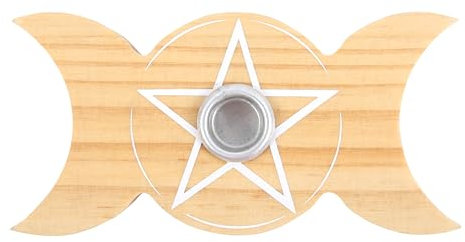 Triple Moon Spell Candle Holder - Wooden Candle Holder UK - Something Different Wholesale