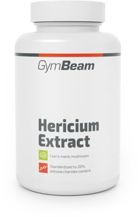 GymBeam Löwenmähne Extrakt - Hericium Erinaceus, Igelpilz, 500 mg pro Portion, hochkonzentiert, standardisierter Polysaccharidgehalt 20%, Nootropika, Heilpilz Extrakt, 90 kaps