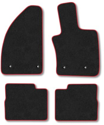 Fiat Tipo (2016-2023) [Automatic] Carpet Car Mats | Red Edge Trim Tailored Fit Floor Mats Full Coverage Protection Accessories Easy Clean Anti Slip Made in the UK