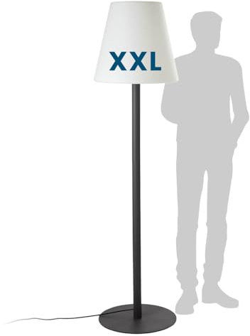 Hoberg XXL-Stehlampe für In- & Outdoor | 1,87 M große Lampe mit 3 einstellbaren Lichtintensitäten | Stimmungsvolle Standleuchte im zeitlos-modernen Design | IP-44 Wasser geschützt [schwarz, weiß]