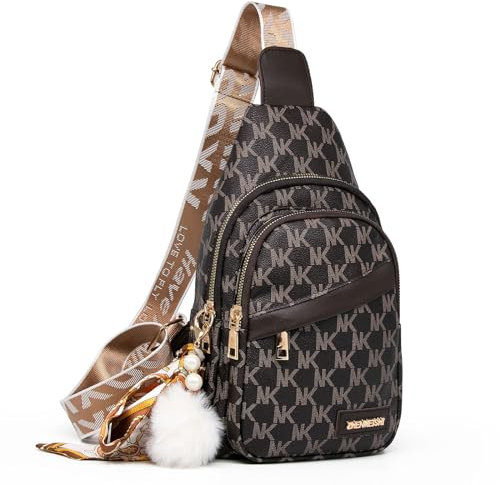 Long Keeper Sling Bag Brusttasche für Damen PU Leder Sling Rucksack Damen Crossbody Umhängetasche Wasserdicht Reise Outdoor Schultertasche Klein Rucksack