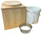 Toilette seche ECO en Bois avec bavette INOX et seau plastique - Fabrication Française Artisanale -