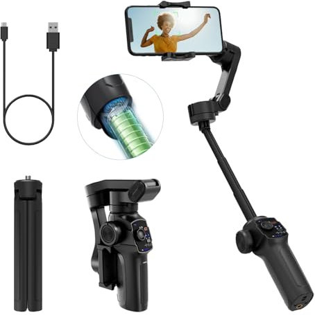 Comitok L9, Gimbal Stabilizer for Smartphone, Built-in Extension Rod & Tripod, Gimbled iPhone Holder Stabilizer, Portable and Foldable, Face/Object Tracking Gimbal for Android and iPhone 16 Pro Max