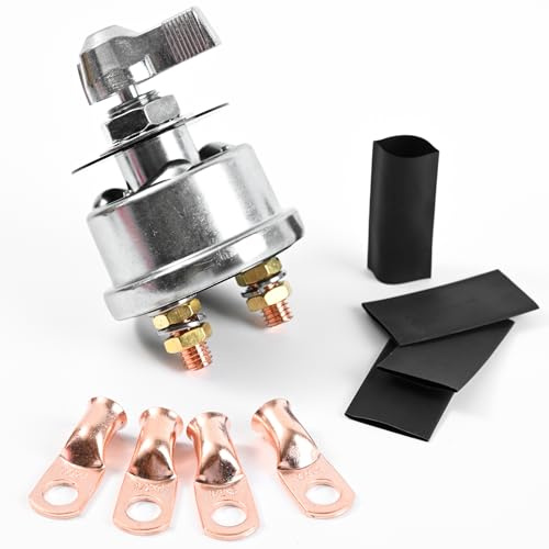 Car Battery Disconnect Switch Battery Isolator Switch Master Power Cut Off Switch 6V-36V Battery On/Off Switch (SILVERY)