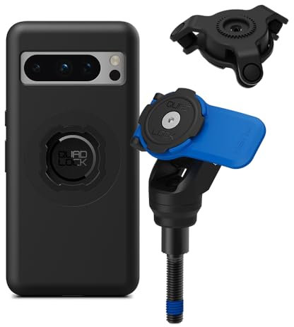 Quad Lock Motorcycle Handlebar Clamp Bolt Phone Mount Kit with Vibration Dampener and Pixel 8 Pro MAG Case