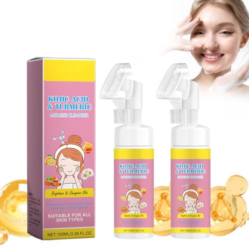 Mousse Cleanser Kojisäure und Kurkuma Reinigungs-Schaum Kurkuma Gesichtsreiniger Kurkuma Gesichts-Wasch-Schaum Reiniger für Peeling und tiefe Porenreinigung Kurkuma Schaumreiniger für alle Hauttypen