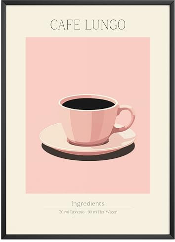 MJ-GRAPHICS® Kaffee Bild A4 Küchenbilder Deko Wohnzimmer Poster - Retro Cocktail Küchenposter ohne Rahmen