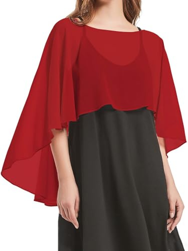 Damen Chiffon Cape Schals für Hochzeitskleider Elegantes Bankett Capelets | Festliche Stola Sommer Schultertuch Strand Shrugs und Wraps Poncho Tuch Cover Up für Hochzeit Partys