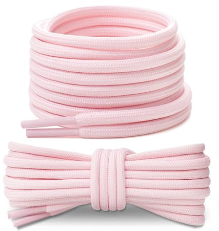 Stepace 2 Paires Lacets Ronds 4,5 mm Renforcés et Résistants pour Bottines, Chaussures de Randonnée, de Travail et de Marche - Rose Clair 160