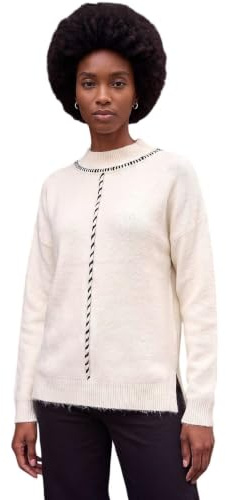 Roman Funnel Neck Seam Detail Jumper for Women UK - Ladies Autumn Everyday Winter Holiday Long Sleeve Soft Drop Shoulder Comfy Warm Feel Top Office Desk Sweaters