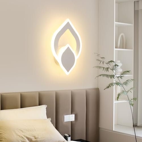 SENQIU LED Wandleuchte Innen, 16W Warmweiß 3000K Acryl Wandlampe, Moderne Design Wandbeleuchtung Weiß für Wohnzimmer Schlafzimmer Korridor Treppenhaus Beleuchtung Wand Licht