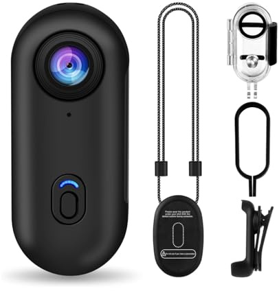4K Thumb Action Sport Camera Pocket indossabile for telecamera casco moto corpo casco supporto ovunque, accessorio multifunzione mini fotocamera tascabile (scheda TF supporta un massimo di 256