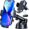 HTU [2025 True Military-Grade] BEST Car Phone Holder [Upgraded Strongest Suction & Clip] Van Mobile Phone Mount for Dashboard Windscreen Vent Cradle for iPhone 16 Pro Max 15 14 13 Samsung, Dark Black