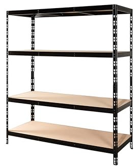 CALLIDUS stabiles Schwerlastregal 150 x 50 cm I Lyon schwarz I Metallregal Lagerregal Steckregal Kellerregal (schwarz)