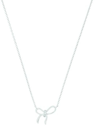 Amor Kette mit Anhänger 925 Sterling Silber Damen Halsschmuck, mit Zirkonia synth., 42+3 cm, Weiß, Schleife, Kommt in Schmuck Geschenk Box, 2039962