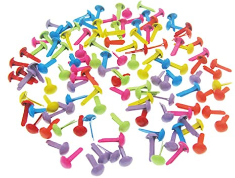 Homoyoyo 100stücke Mini Rundklammern Farbige Bastelklammern Für Scrapbooking Und Projekte Zwei-Bein-nägel Zufällige Farben Kinderfreundlich