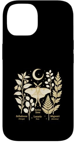 Witchcore Moon Moth Botanicals Croissant de Luna Coque pour iPhone 14