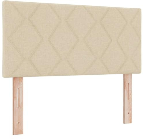 vidaXL Fabric Headboard Geometric with Headboard Cream 90 cm Fabric, Adjustable, Stylish Space-Saving Design for Contemporary Bedroom Furniture