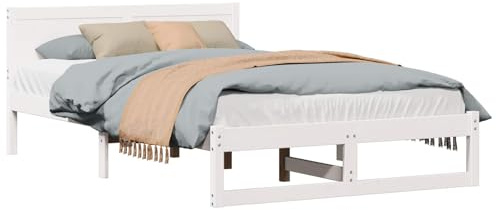 vidaXL Minimalistisches Bettgestell in Vollgröße Weiß Massivholz Kiefer Langlebige Konstruktion Mit Viel Stauraum Ideal Für Schlafzimmer Möbel Innenraumgestaltung Elegant Schlank Gästezimmer