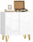 HOMCOM Aparador para Salón Aparador de Entrada con 2 Puertas y Estantes Ajustables Armario de Almacenamiento para Cocina Sala 80x40x75 cm Blanco Brillo