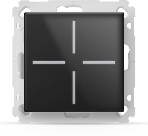 Homematic IP Glastaster, schwarz, Smart Home, Wandschalter, Vier Tasten, Schalter für Ihr Homematic IP Smart Home, universell einsetzbar, schaltet Aktoren und Funktionen, 161160A0