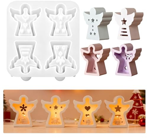 Silikonformen Gießformen, 4 Stück Engel Silikonform, Engel Kerzenformen zum Gießen, Engel Silikon Kerzenform, Gießformen Silikon, für DIY Kerzen, Seife, Gips, Handwerk