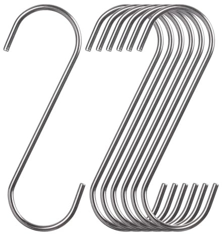 20 Pack Stainless Steel S Hooks 110mm / 4.3 Inch Heavy Duty Rust Resistant Utility Hanging Hooks, Multi Purpose S Hooks for Kitchen Pans, Clothes, Towels, Plants, Garage Tools, Bathroom & Garden