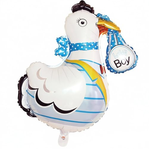 Gleemix Folienballon Storch Geburt, mit Baby Boy, Helium Ballon its a Boy, Blau luftballon babyparty, für Neugeborenes, Partydeko Baby Shower Junge, Gender Reveal Babydusche Partyangebot