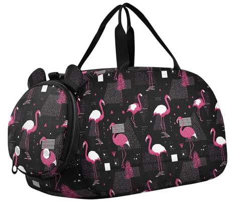 Sac de sport flamant rose et noir avec compartiment à chaussures de grande capacité pour voyage, natation, danse, ballet bolso para gym