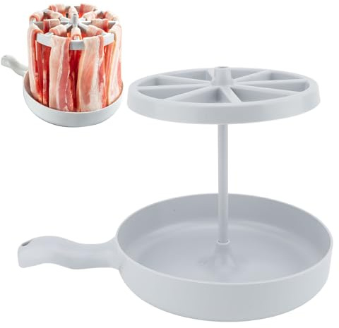 Fornello per pancetta nel microonde, griglia per ridurre i grassi, griglia per cottura più croccante e veloce, piatto per colazione a basso contenuto calorico, raccogligrasso