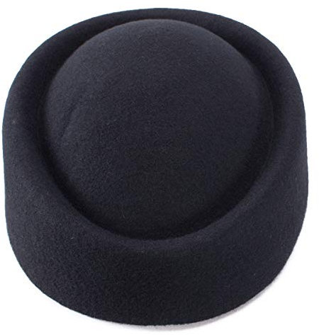 Lawliet, Fascinator aus Wollfilz, Hochzeitshut, Pillenbox-Hut für Damen, schöner Hostessen-Hut Gr. Einheitsgröße, schwarz