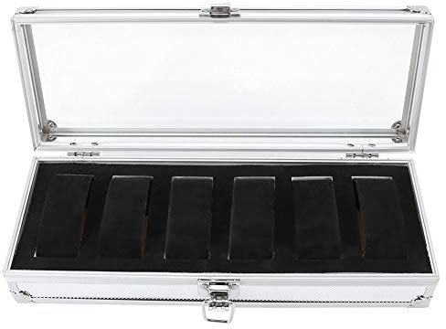 Uhrenkasten, Uhrenkoffer Schmuckkasten Damen Herren mit Klare Oberseite Uhrenbox für 6 oder 12 Uhren Eleganter Speicher auch für Schmuck oder Armbandkollektion usw[6 Slots]