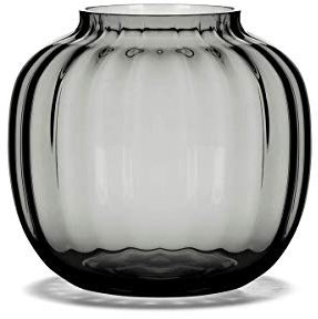 Holmegaard Vase H12.5 cm Primula Optisches Muster aus mundgeblasenem Glas, grau