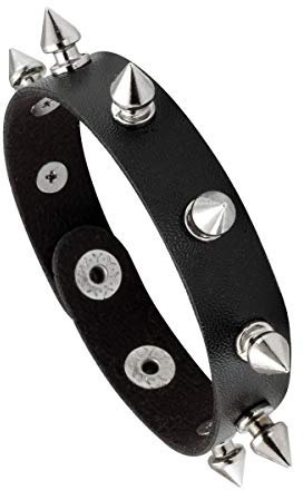 Eigso Armband Punk Gothic Weiche PU Leder mit Nieten und Knopfverschluss für Damen und Herren