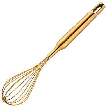 Whisk,11.81 inch Gold 18/8(304) Stainless Steel Egg Frother/Blender,Utensils for Blending, Whisking, Beating, Stirring